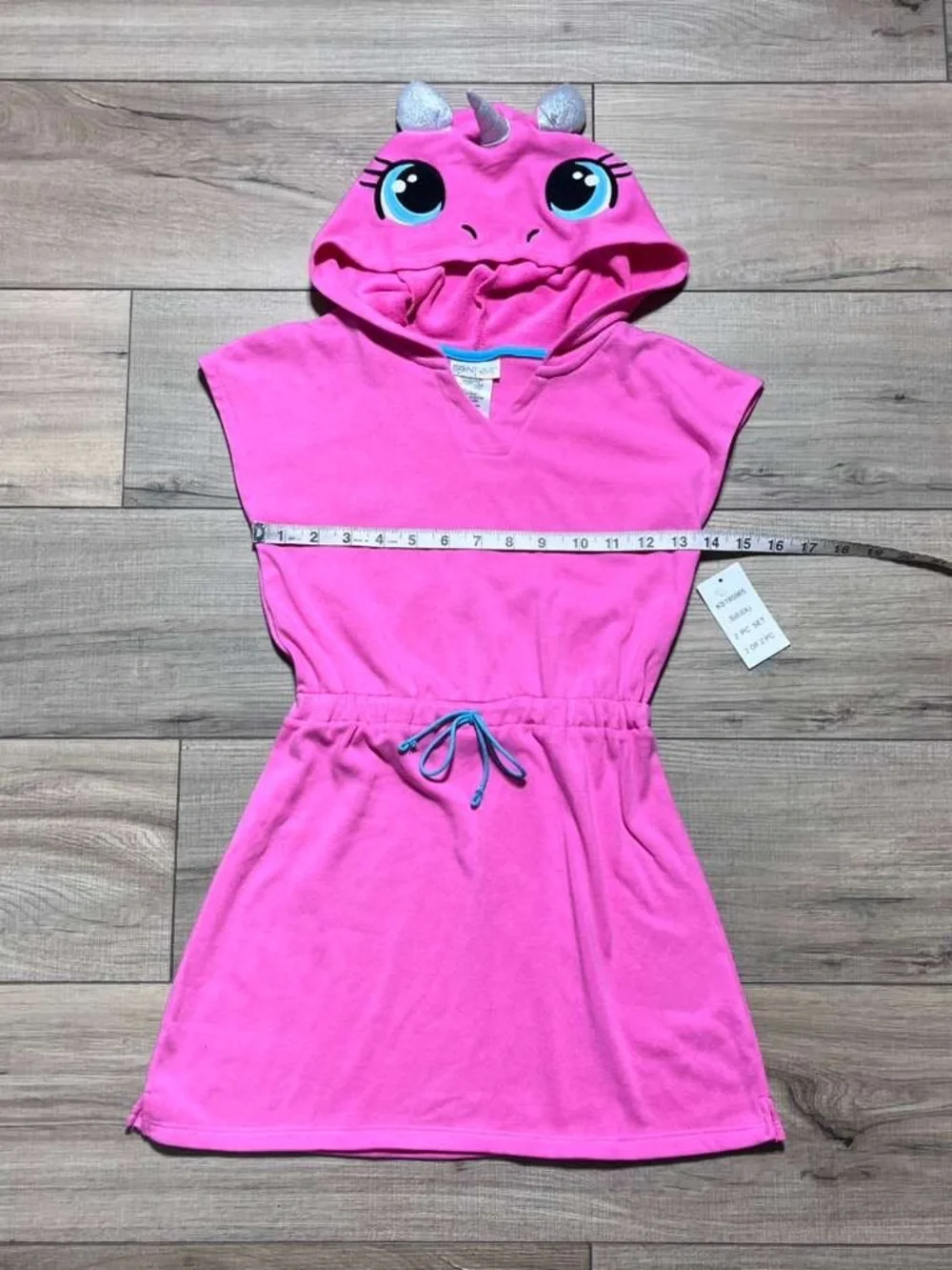 Saint Eve Swim‎ Girls Hooded Unicorn Cover-Up Dress Size 6/6X Pink